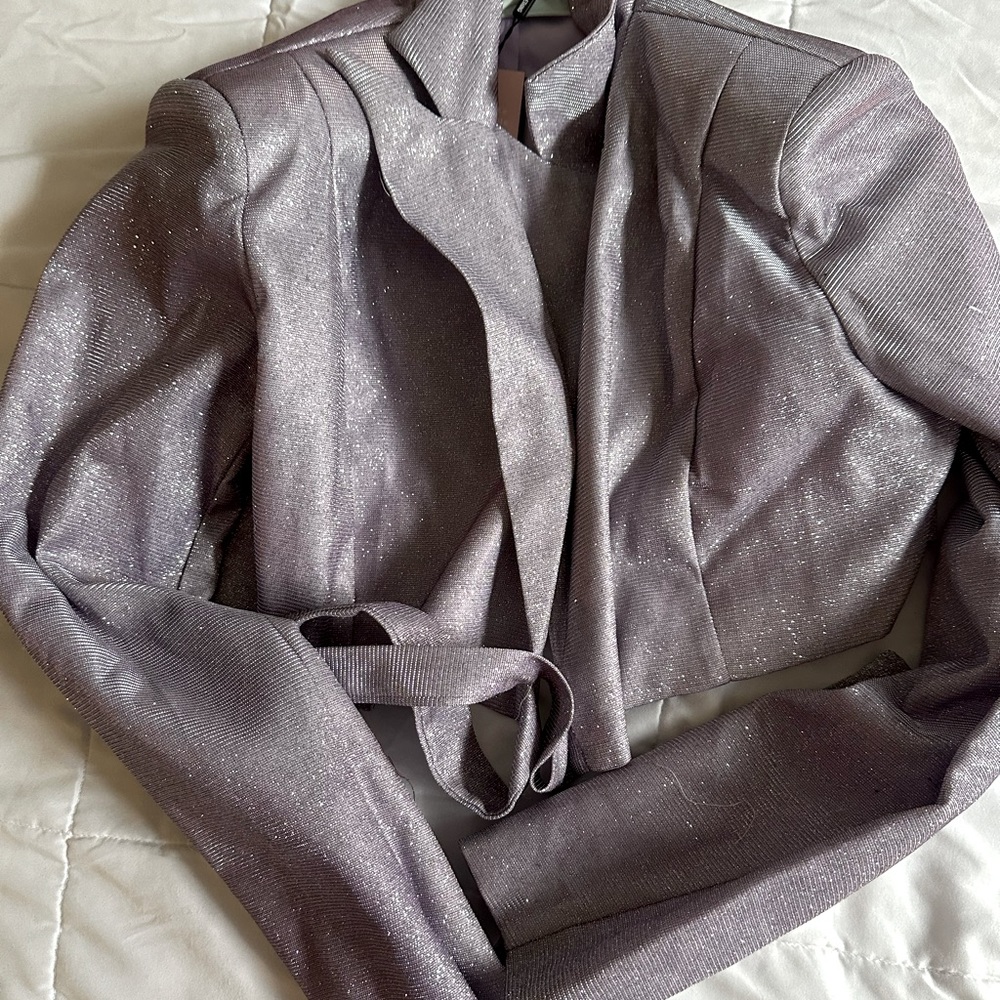 Glitter crop blazer